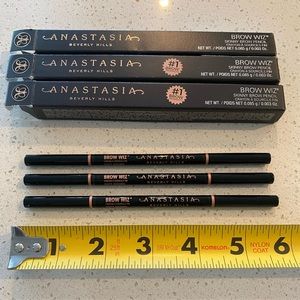 Anastasia Brow Wiz.  Three brow pencils.  Brand new. Soft Brown.